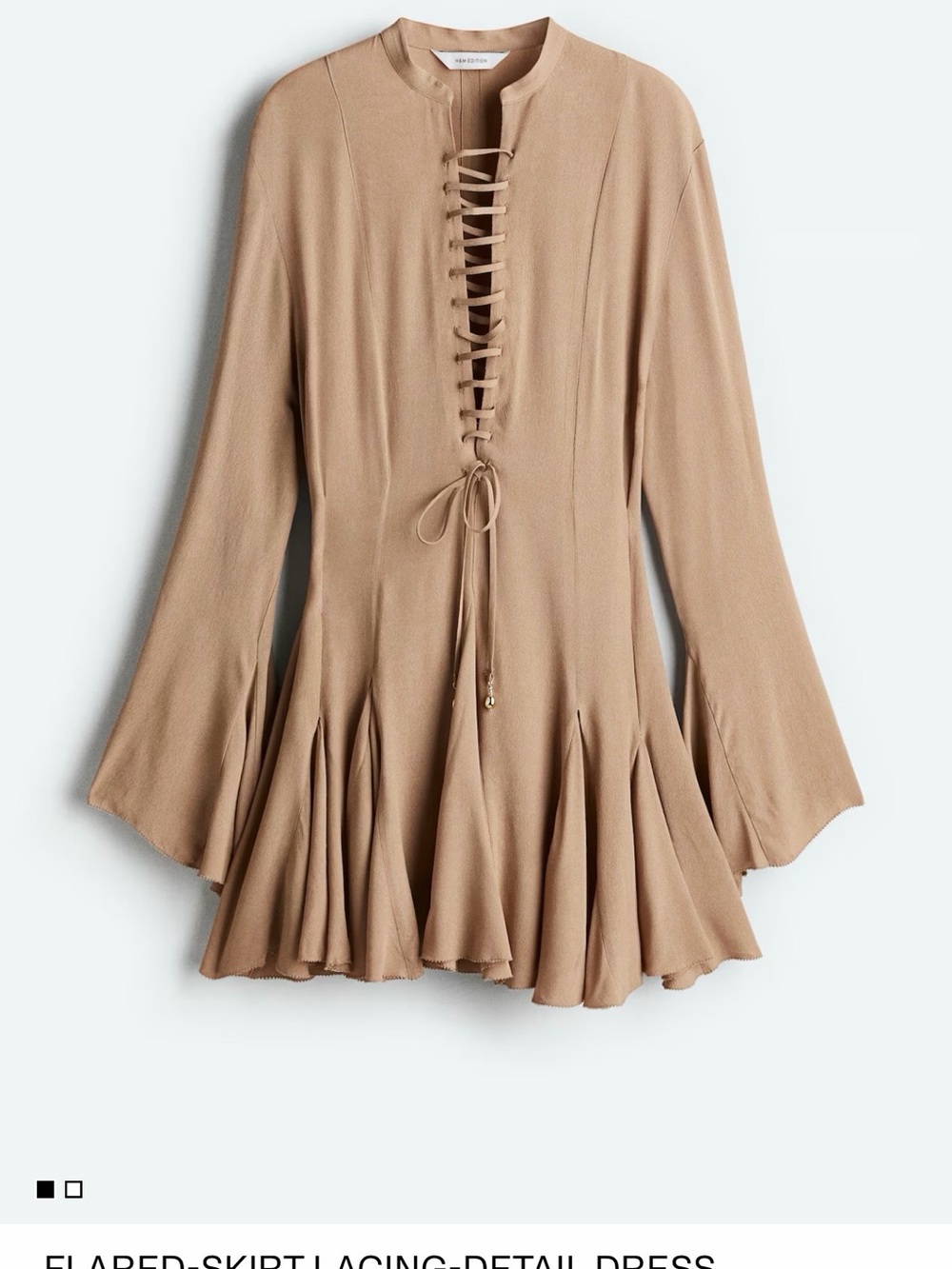 H&M Lace-Up Front Tunic in Camel Brown